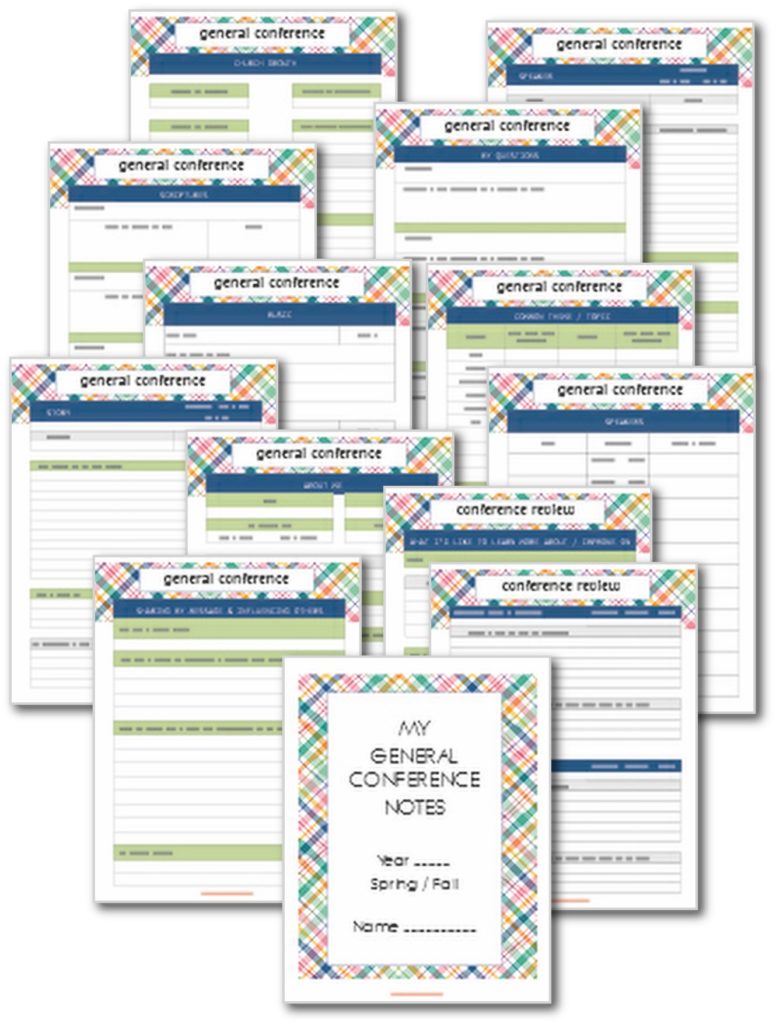 free general conference printable notes and journal.  Check out the pages for reviewing the conference and setting goals or actions steps! #printable # freeprintable #lds #generalconference